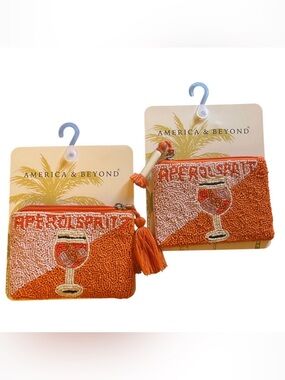 America & Beyond | Aperolspritz Made in India Hand Beaded Purse Zipper CUSTOM